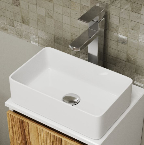 Комплект для ванной, 3 предмета (Тумба Bau Dream Blackwood 50, раковина BAU Mini 38х24, смеситель для раковины высокий Hotel Still, нержавеющая сталь)