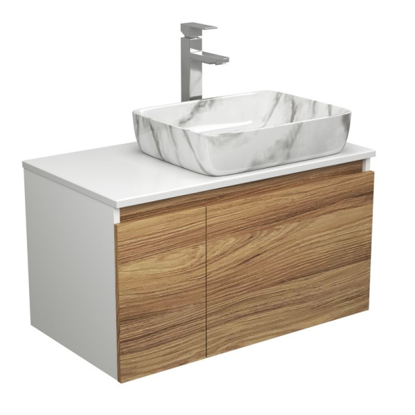 Комплект для ванной, 3 предмета (тумба Bau Dream Blackwood 80 + раковина BAU Hotel 48х37, мрамор, смеситель высокий Hotel Still)