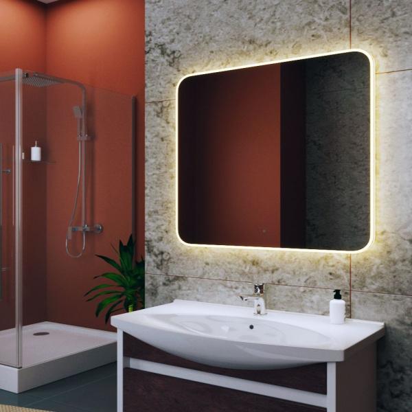 Зеркало Bau Palace Limited Edition 1000х800, сенсор на взмах, c LED подсветкой, защитный корпус с высокой светопроницаемостью, теплый свет