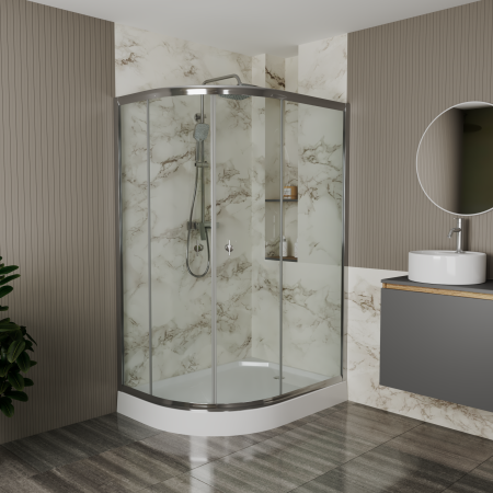 Душевой уголок BAU Dream Hit с поддоном 120x85х195, прозрачное закаленное стекло, хромированный профиль, правая