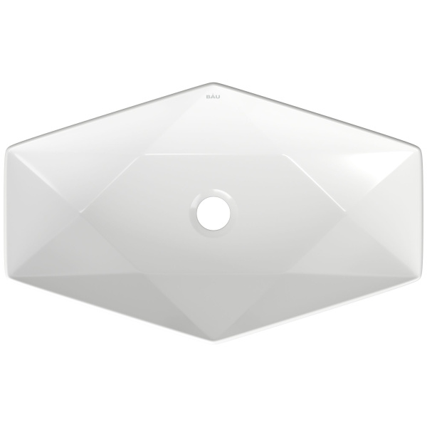 Раковина накладная на столешницу BAU Crystal 64х40, белая + выпуск клик-клак, хром