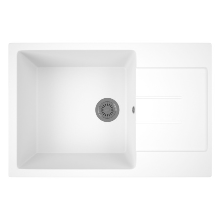 Мойка для кухни оборачиваемая с крылом BAU Stil White snow 76х50, выпуск с сифоном в комплекте, белый снег