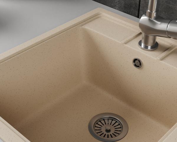 Мойка для кухни BAU Stil Sand 45х50, выпуск с сифоном в комплекте, бежевый песок