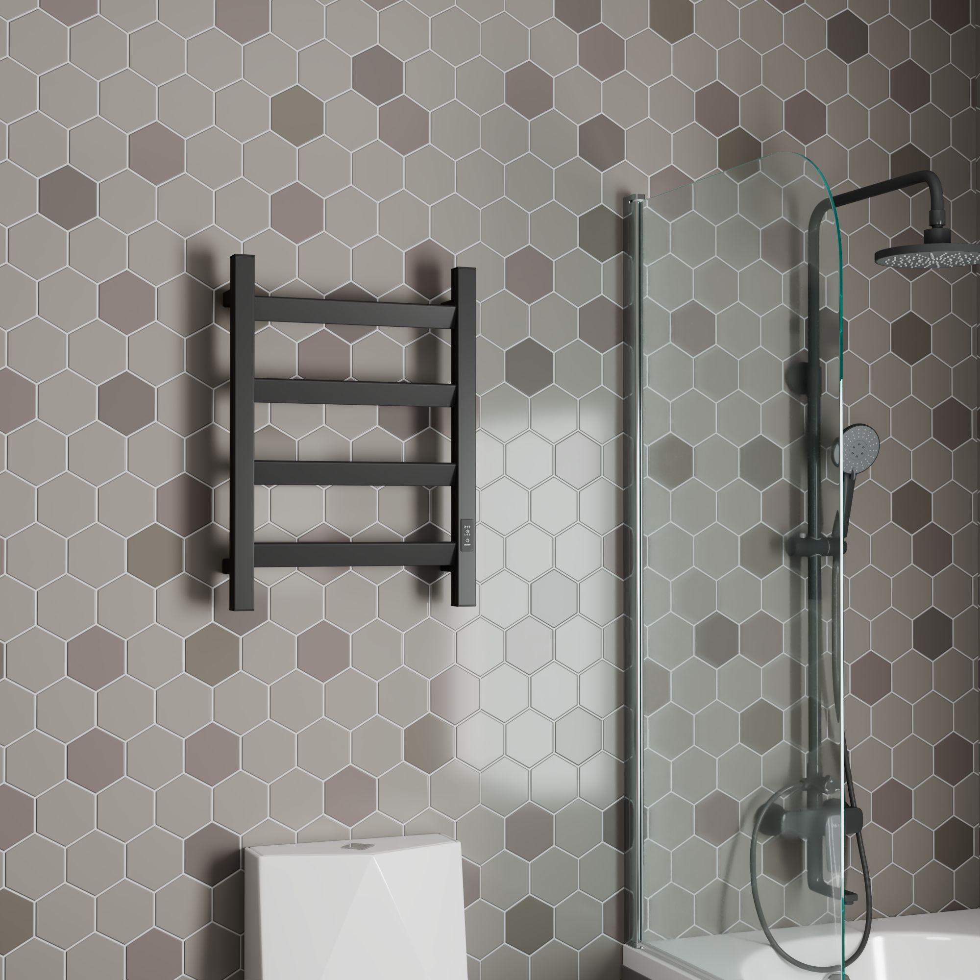 Полотенцесушитель электрический профильный BAU Hotel Veer 40х60, 4 планки , универсальный, черный матовый RAL 9005