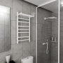 Полотенцесушитель электрический с полкой BAU Stil Shelf 40х80, 7 планок, универсальный, белый полуматовый
