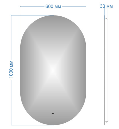 Зеркало Bau Nimb 60х100, LED, сенсор на взмах, ореольная подсветка