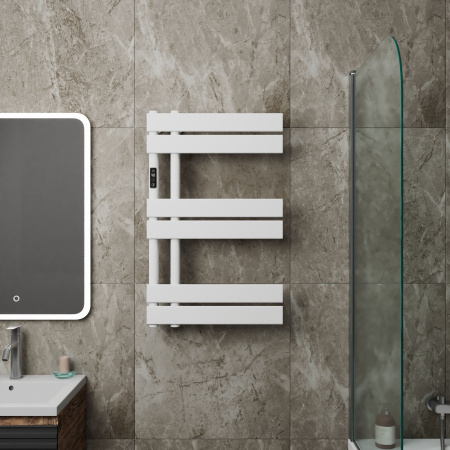 Полотенцесушитель дизайнерский электрический BAU Eastern Wind White 80х50, подключение нижнее, белый матовый
