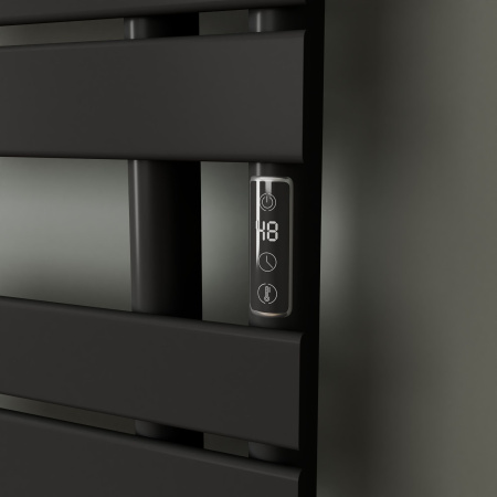Полотенцесушитель дизайнерский электрический BAU Wind Hook Black 80х50, подключение нижнее, черный матовый