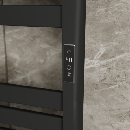 Полотенцесушитель дизайнерский электрический BAU Elite Elegant Black 80х45, подключение справа, черный матовый