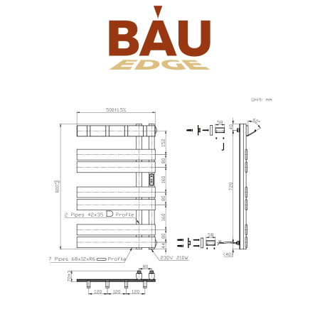 Полотенцесушитель дизайнерский электрический BAU Wind Hook White 80х50, подключение нижнее, белый матовый