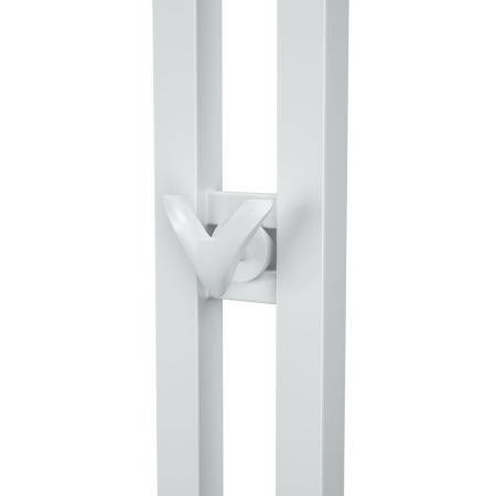 Полотенцесушитель дизайнерский электрический, профильный BAU Stella Square 10х160, 2 коллектора, 2 крючка, белый полуматовый