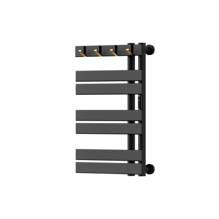 Полотенцесушитель дизайнерский электрический BAU Wind Hook Black 80х50, подключение нижнее, черный матовый