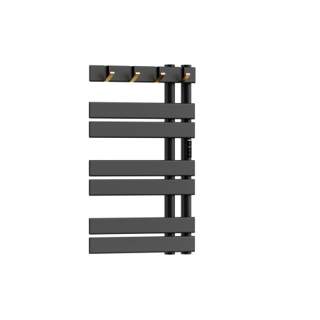 Полотенцесушитель дизайнерский электрический BAU Wind Hook Black 80х50, подключение нижнее, черный матовый