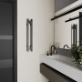 Полотенцесушитель дизайнерский электрический, профильный BAU Stella Square 10х80, 2 коллектора, 1 крючок, черный матовый RAL 9005