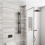 Полотенцесушитель дизайнерский электрический, профильный BAU Stella Square 10х120, 2 коллектора, 2 крючка, черный матовый