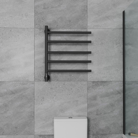 Полотенцесушитель дизайнерский электрический BAU Nimb Elegant Black 60х50, подключение нижнее, черный матовый