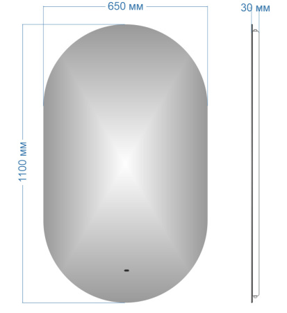 Зеркало Bau Nimb 65х110, LED, сенсор на взмах, ореольная подсветка