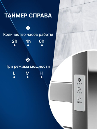Полотенцесушитель электрический профильный Маргроид BAU В81/10 50х80, 2 вставки 4х4 размер 30*10 с таймером универсальный