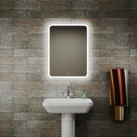 Зеркало Bau Stil 60х80, сенсорная LED подсветка, пластиковый защитный корпус